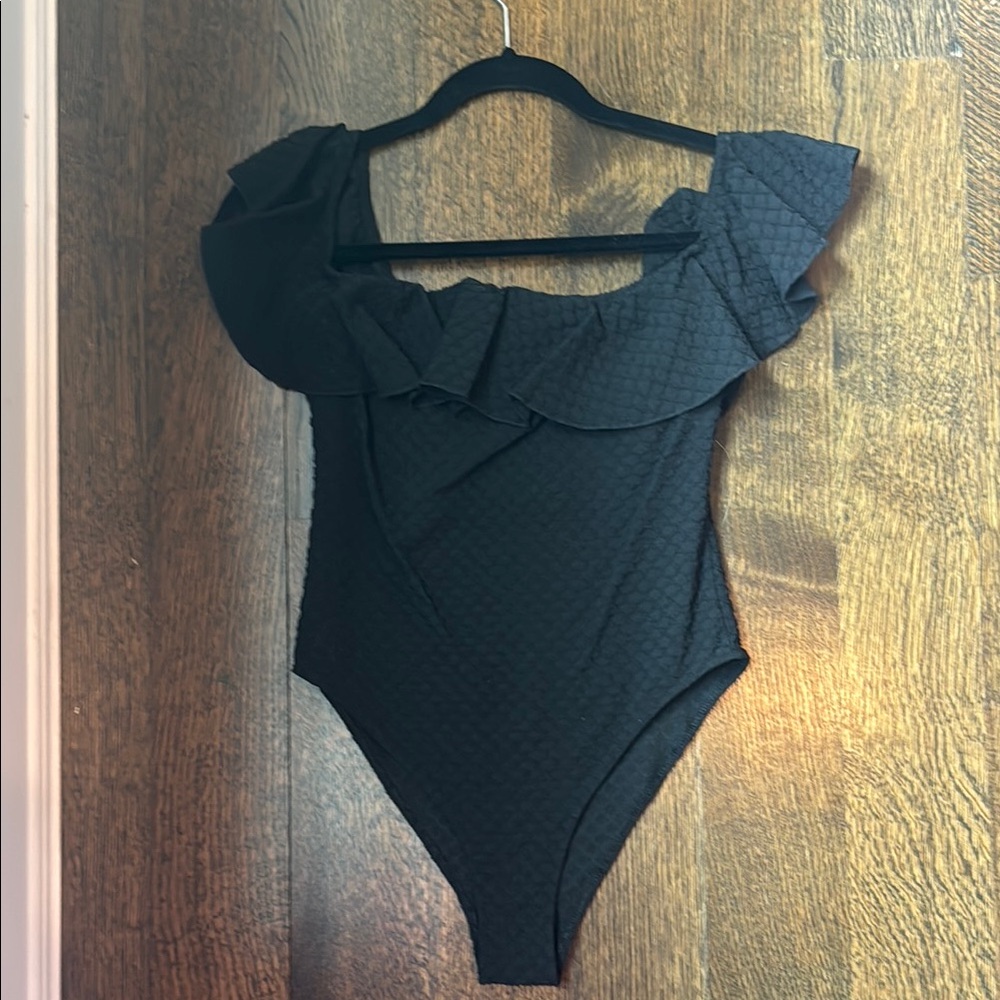 Elegant Scooped Ruffle Bodysuit